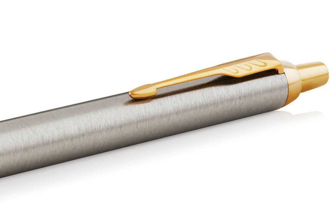 Parker IM Brushed Metal Gold Trim Ballpoint Pen
