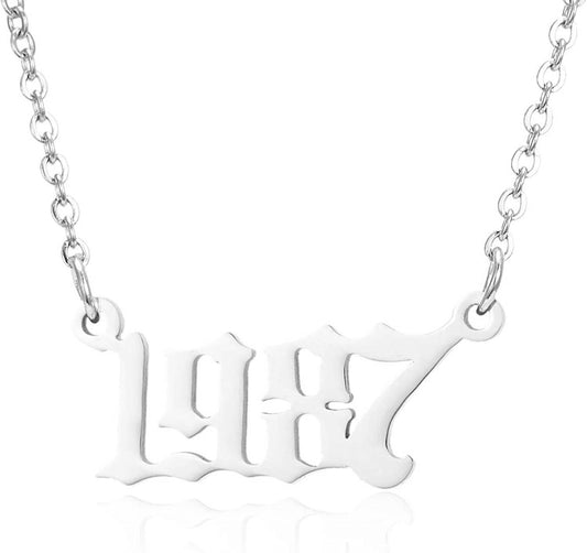 Prime & Pure 9K White Gold Birthyear Necklace 1987