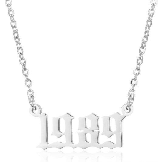Prime & Pure 9K White Gold Birthyear Necklace 1989