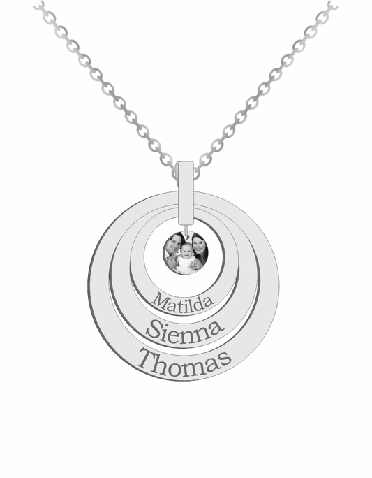Engraved three name discs Pendant With Picture