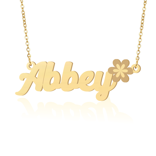 Prime & Pure 9K Yellow Gold Name Necklace Abbey with Flower