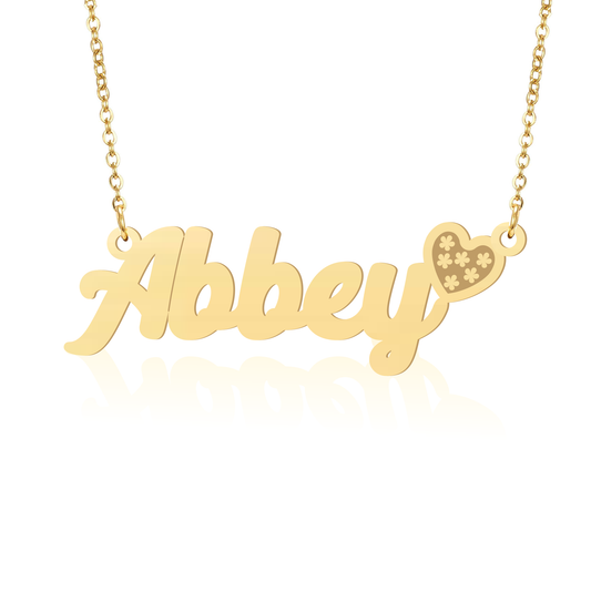 Prime & Pure 9K Yellow Gold Name Necklace Abbey with Heart
