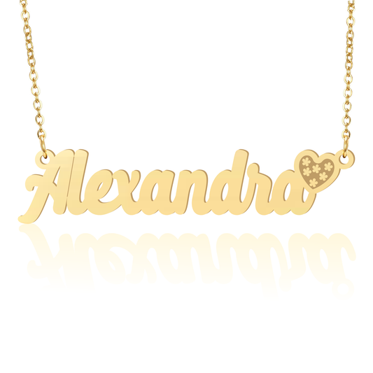 Prime & Pure 9K Yellow Gold Name Necklace Alexandra with Heart