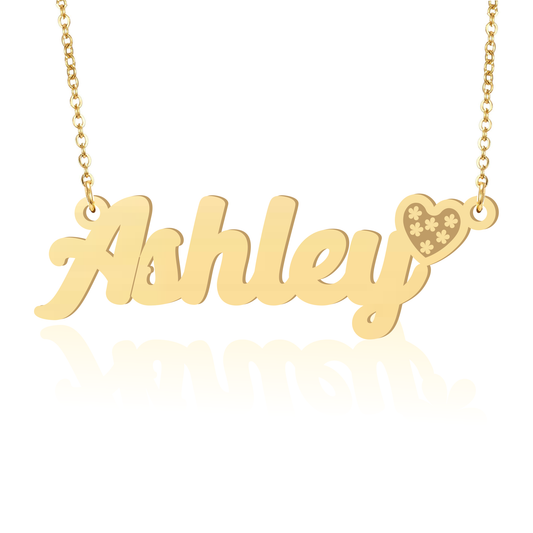 Prime & Pure 9K Yellow Gold Name Necklace Ashley with Heart