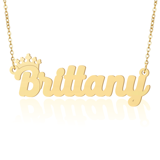 Prime & Pure 9K Yellow Gold Name Necklace Brittany with Crown