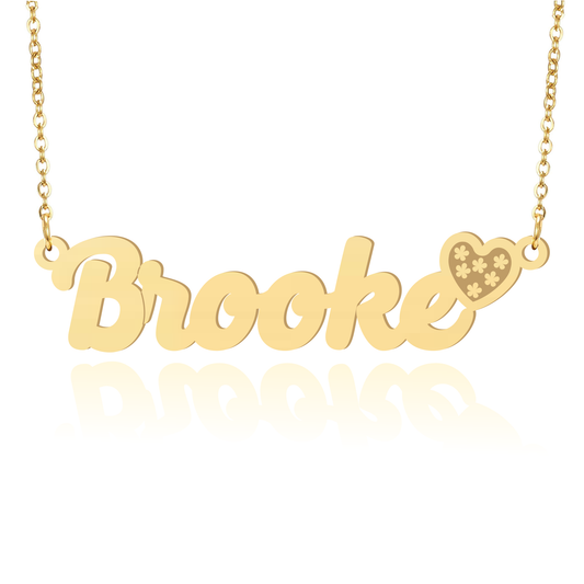 Prime & Pure 9K Yellow Gold Name Necklace Brooke with Heart