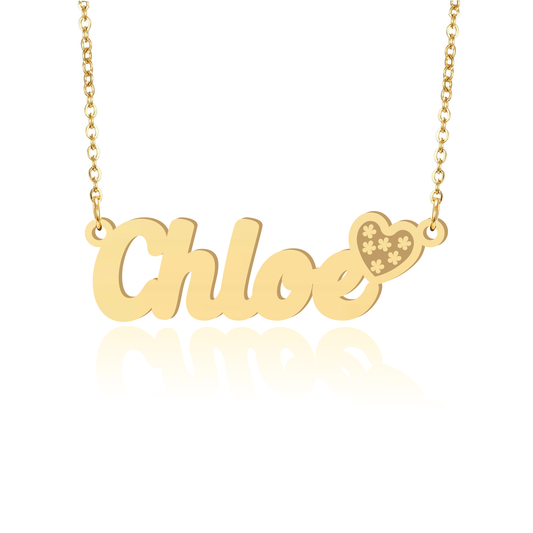 Prime & Pure 9K Yellow Gold Name Necklace Chloe with Heart