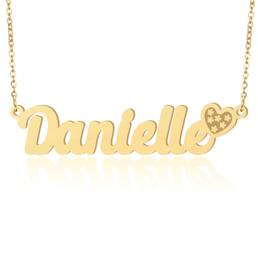 Prime & Pure 9K Yellow Gold Name Necklace Danielle with Heart