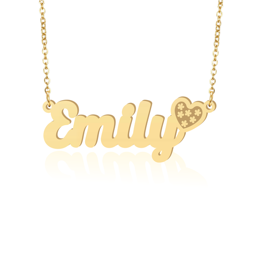 Prime & Pure 9K Yellow Gold Name Necklace Emily with Heart