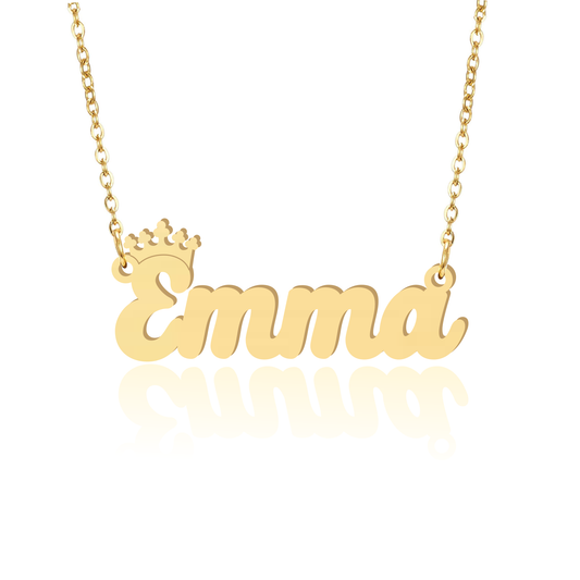 Prime & Pure 9K Yellow Gold Name Necklace Emma with Crown