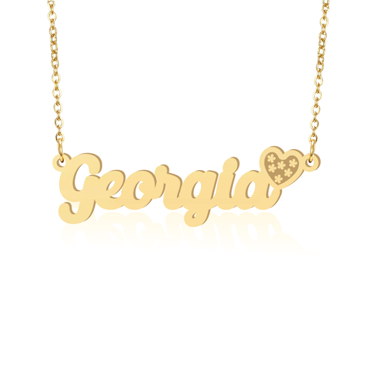 Prime & Pure 9K Yellow Gold Name Necklace Georgia with Heart