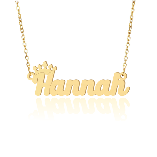 Prime & Pure 9K Yellow Gold Name Necklace Hannah with Crown