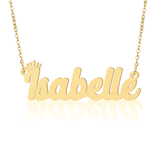 Prime & Pure 9K Yellow Gold Name Necklace Isabelle with Crown