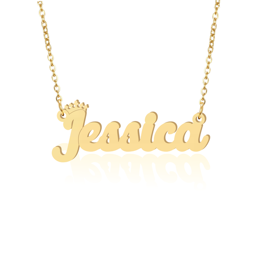 Prime & Pure 9K Yellow Gold Name Necklace Jessica with Crown