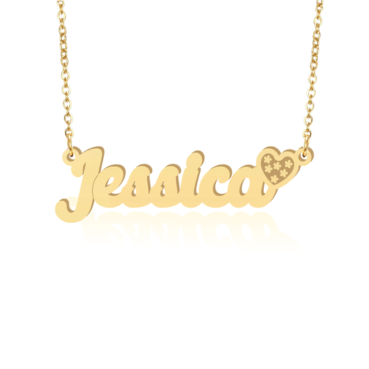 Prime & Pure 9K Yellow Gold Name Necklace Jessica with Heart