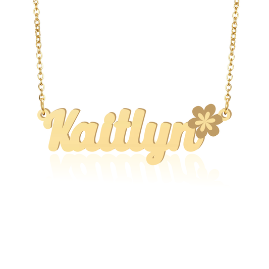 Prime & Pure 9K Yellow Gold Name Necklace Kaitlyn with Flower
