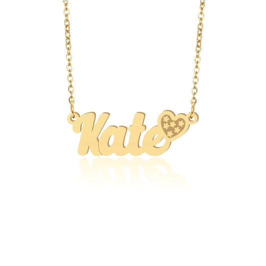 Prime & Pure 9K Yellow Gold Name Necklace Kate with Heart