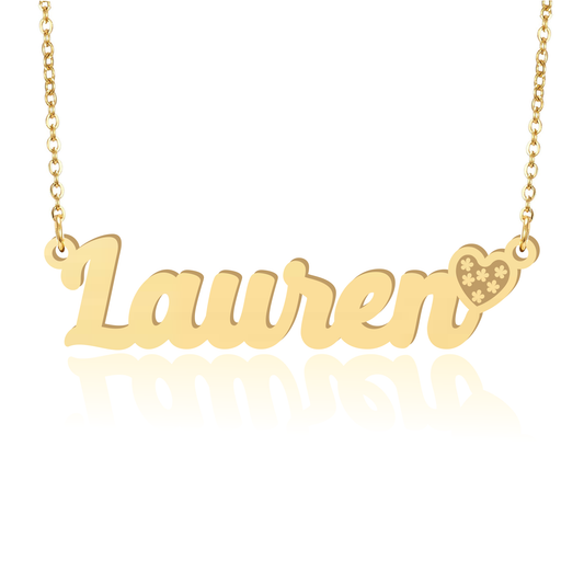Prime & Pure 9K Yellow Gold Name Necklace Lauren with Heart