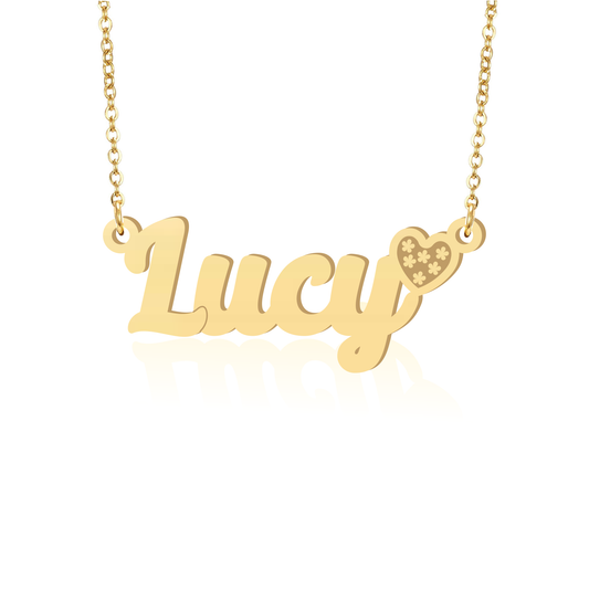 Prime & Pure 9K Yellow Gold Name Necklace Lucy with Heart