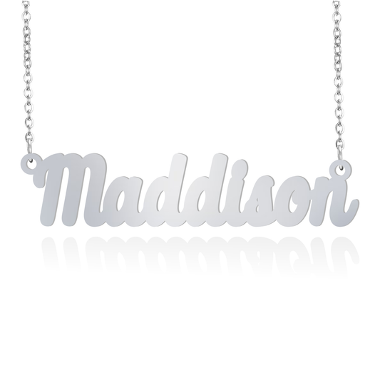 Prime & Pure 9K White Gold Name Necklace Maddison