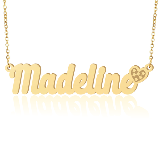Prime & Pure 9K Yellow Gold Name Necklace Madeline with Heart