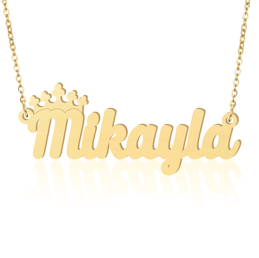 Prime & Pure 9K Yellow Gold Name Necklace Mikayla with Crown