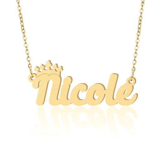 Prime & Pure 9K Yellow Gold Name Necklace Nicole with Crown