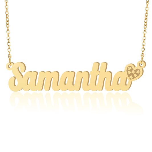 Prime & Pure 9K Yellow Gold Name Necklace Samantha with Heart
