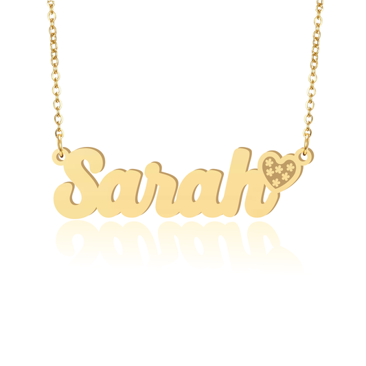 Prime & Pure 9K Yellow Gold Name Necklace Sarah with Heart