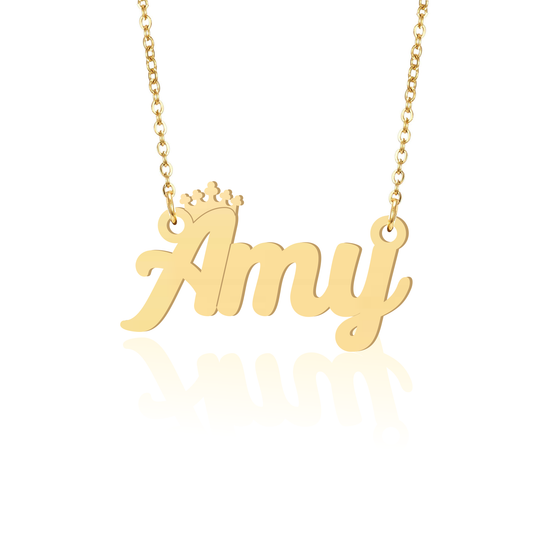 Prime & Pure 9K Yellow Gold Name Necklace Amy with Crown