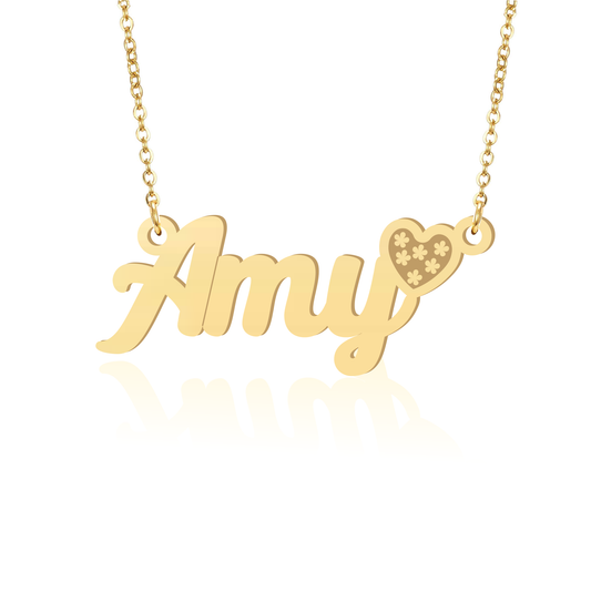 Prime & Pure 9K Yellow Gold Name Necklace Amy with Heart