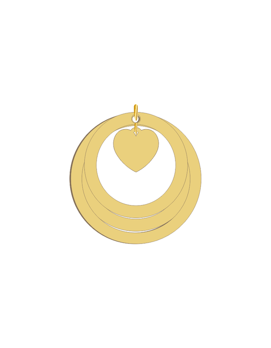 Heart and Circles Family Names Pendant