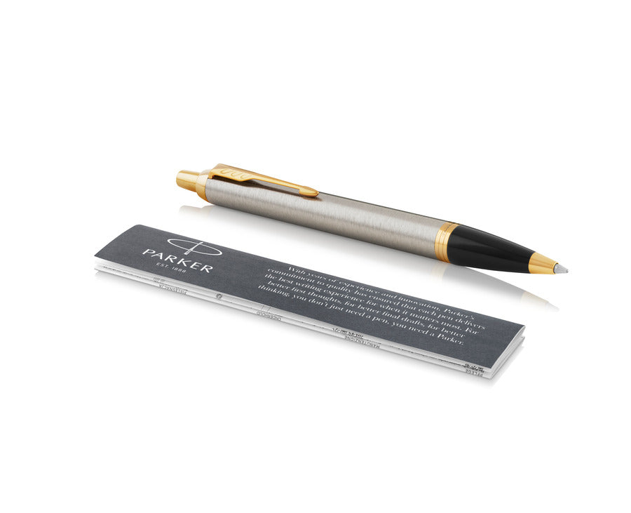 Parker IM Brushed Metal Gold Trim Ballpoint Pen