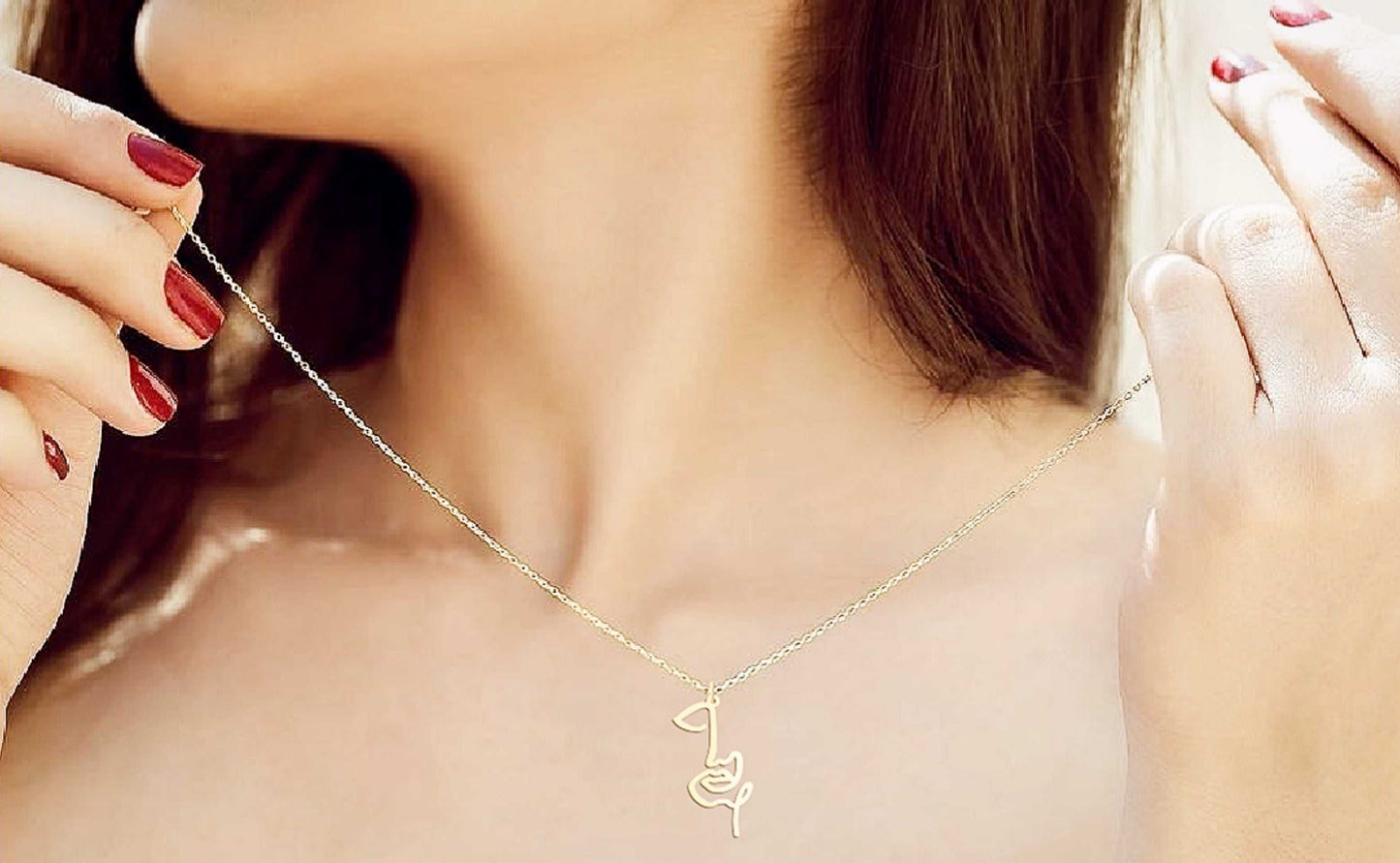 Girl Face Line Necklace