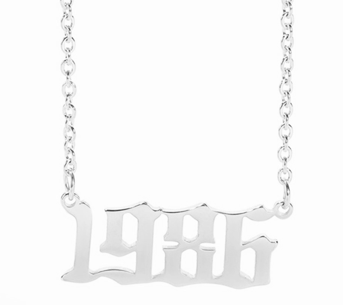 Prime & Pure Sterling Silver Birthyear Necklace 1986