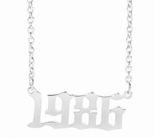 Prime & Pure Sterling Silver Birthyear Necklace 1986