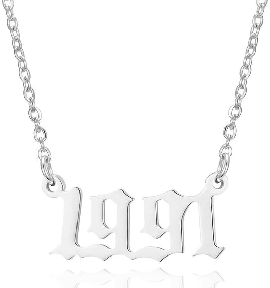 Prime & Pure Sterling Silver Birthyear Necklace 1991