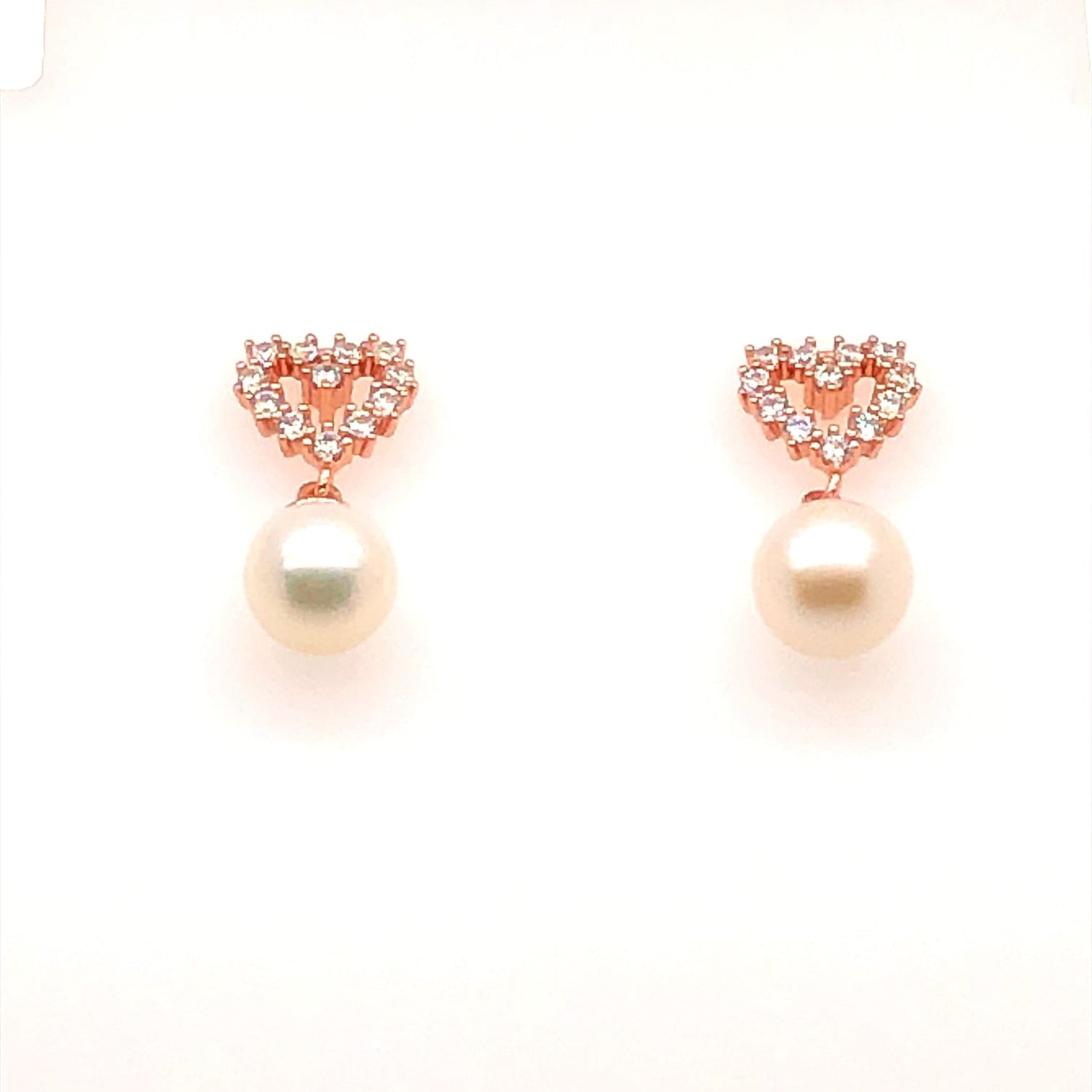 Zirconia Heart with Pearl Silver Earrings