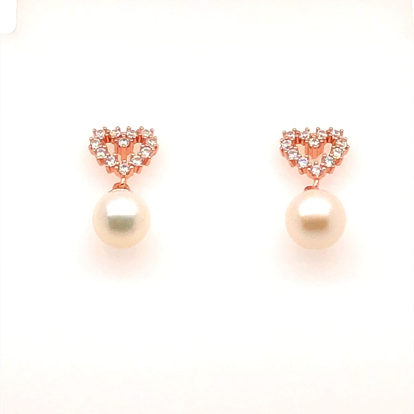Zirconia Heart with Pearl Silver Earrings