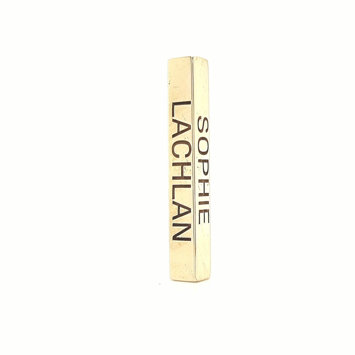 Horizontal 4 Sided Bar Gold Necklace