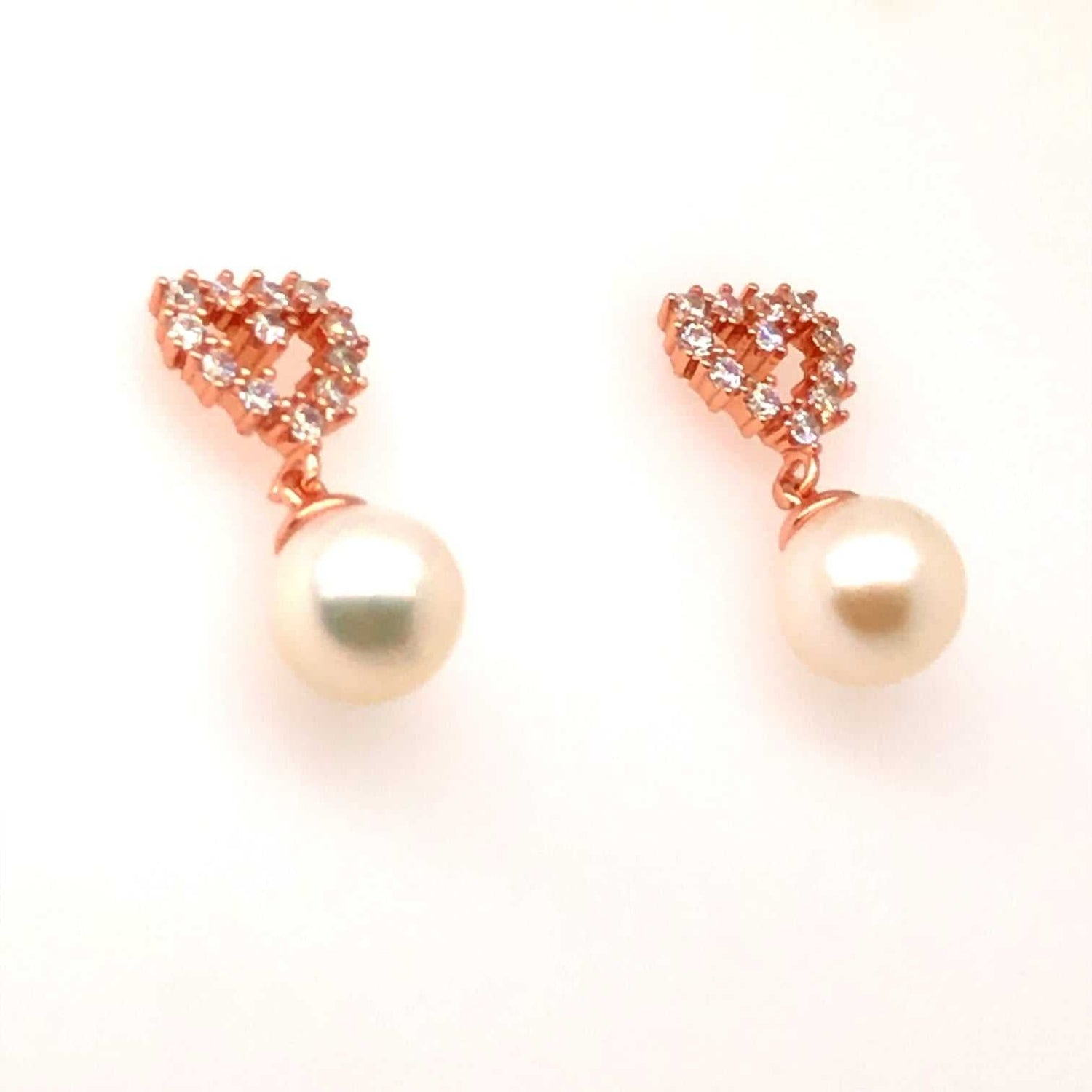 Zirconia Heart with Pearl Silver Earrings