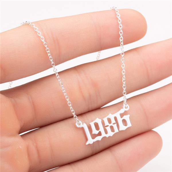 Prime & Pure Sterling Silver Birthyear Necklace 1986