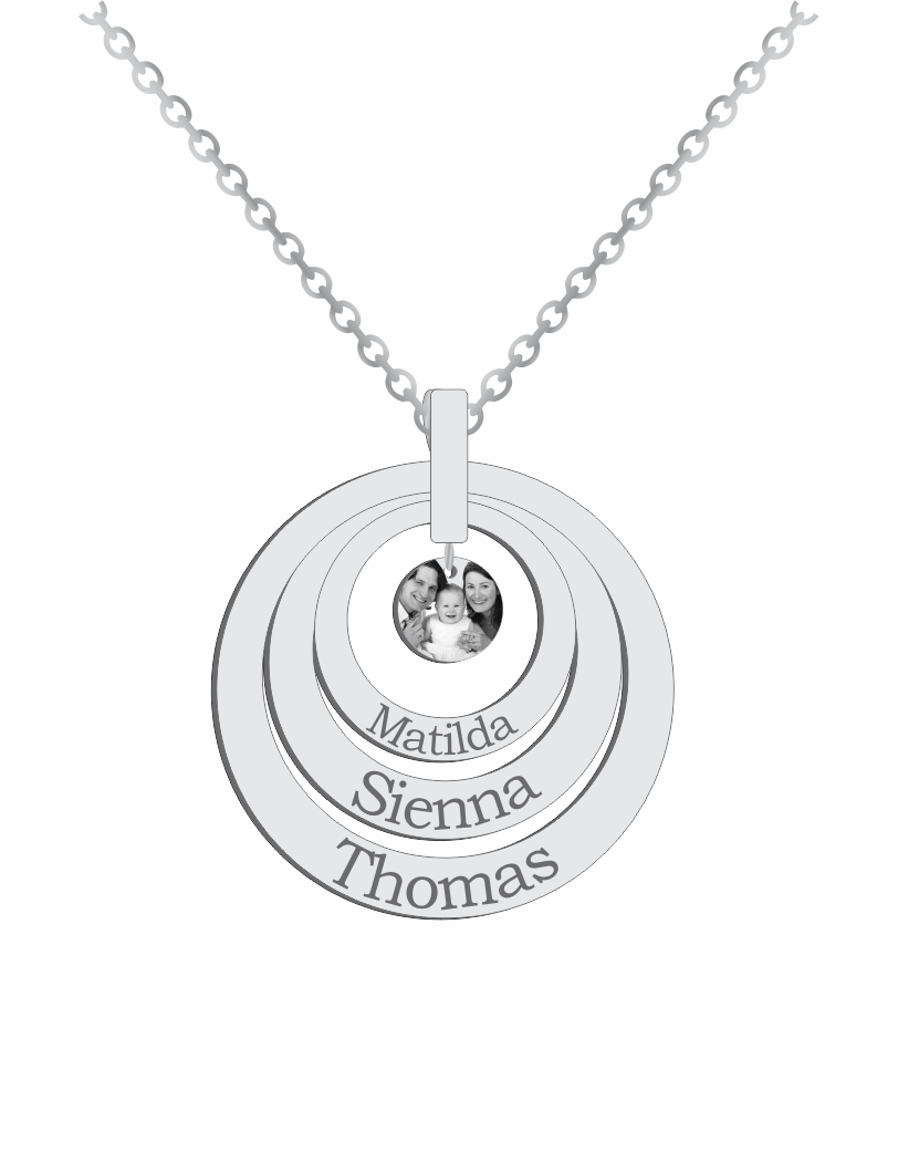 Engraved three name discs Pendant With Picture