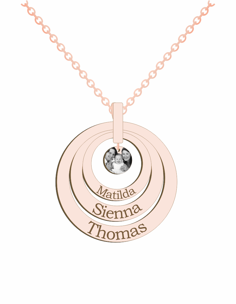 Engraved three name discs Pendant With Picture