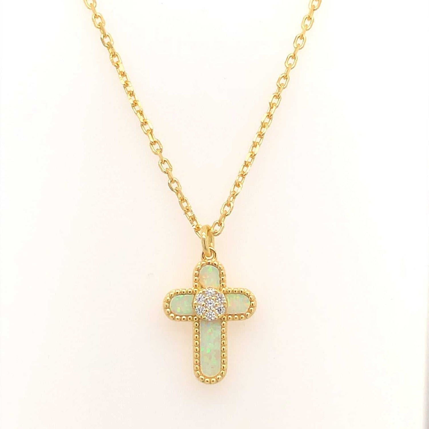 White Stone Gold Plated Cross