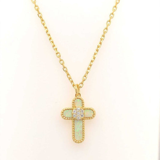 White Stone Gold Plated Cross