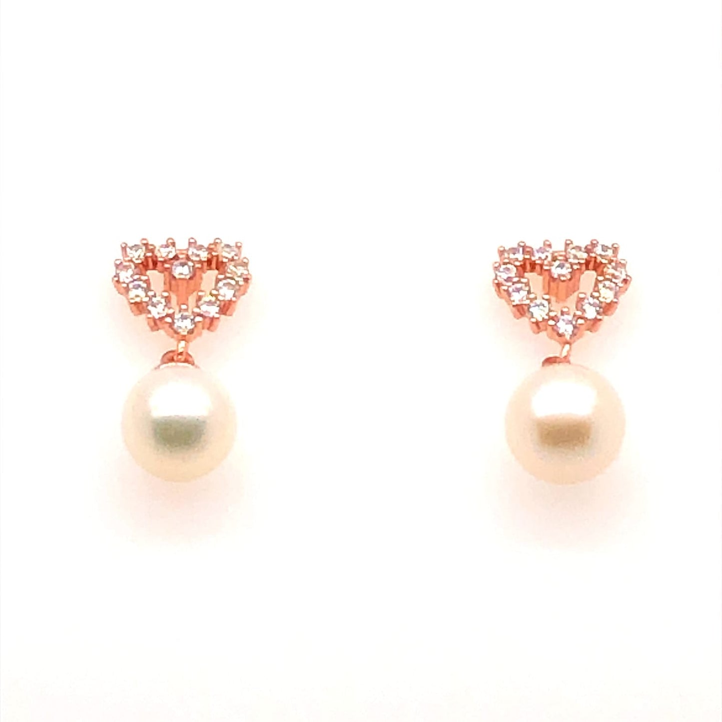 Zirconia Heart with Pearl Silver Earrings