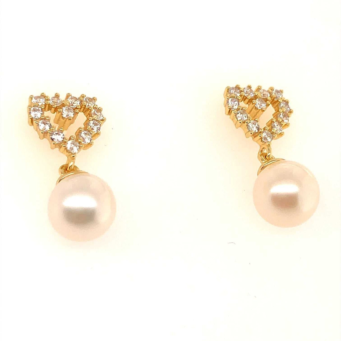 Zirconia Heart with Pearl Silver Earrings