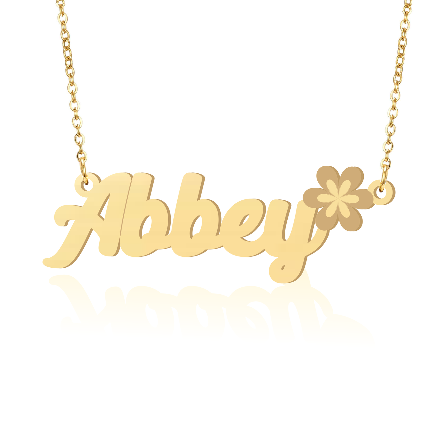 Prime & Pure 9K Yellow Gold Name Necklace Abbey with Flower