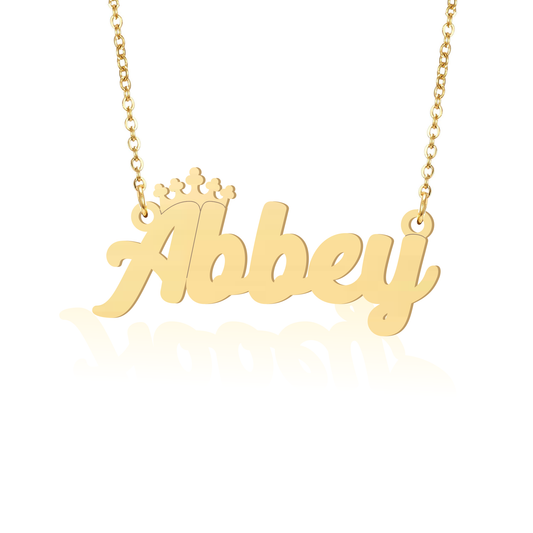 Prime & Pure 9K Yellow Gold Name Necklace Abbey with Crown